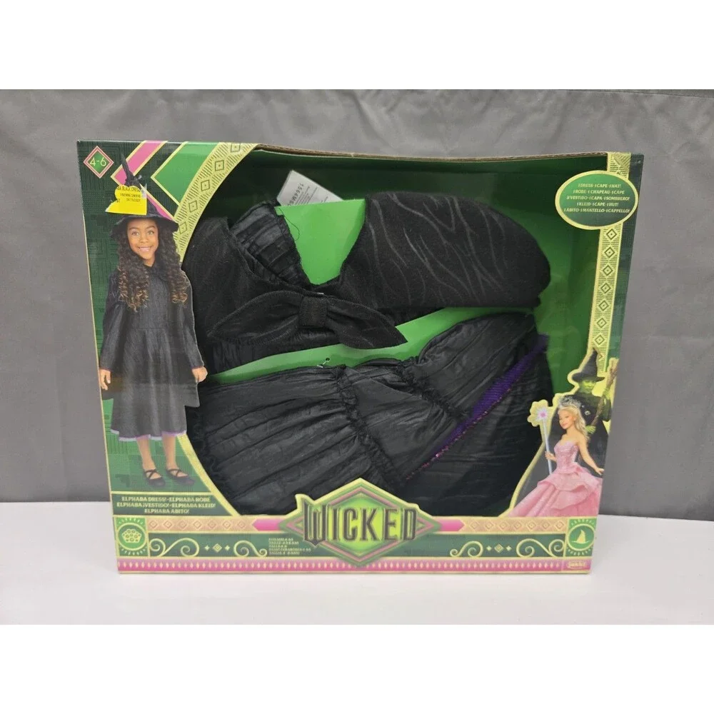 Wicked Elphaba Black Defying Gravity Dress Up Set W/ Hat Size 4-6x Costume